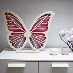 UNKY - KIDS NIGHT LAMP BUTTERFLY PINK GREY