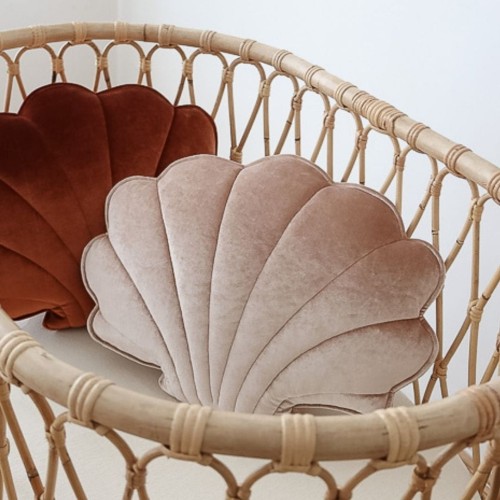 shell velvet pillow beige