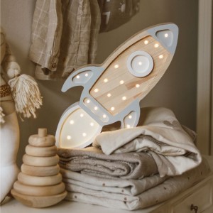 LITTLE LIGHTS - ROCKET LAMP GRAY/WOOD