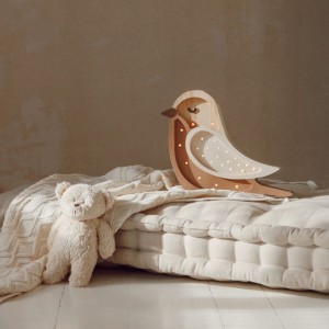 LITTLE LIGHTS - BIRD LAMP COFFEE WOOD