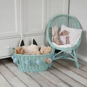 LITTLE DREAMS - OVAL WICKER BASKET MINT