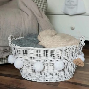 LITTLE DREAMS - OVAL WICKER BASKET WHITE