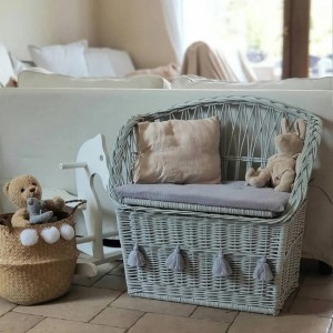 LITTLE DREAMS - WICKER BENCH WITH STORAGE GRAY