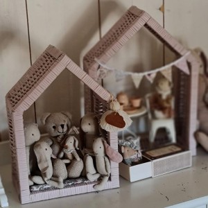 LITTLE DREAMS - WICKER SHELVES SET DIRTY PINK