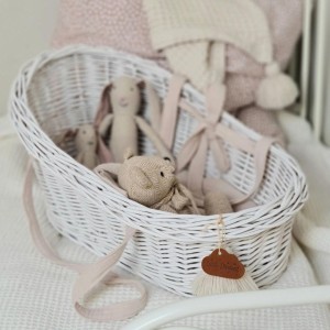 LITTLE DREAMS - WICKER DOLL BASKET WHITE
