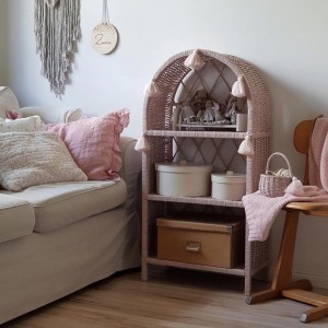 LITTLE DREAMS - WICKER CABINET OPEN DIRTY PINK