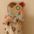 space rocket mini lamp wood