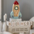 space rocket mini lamp wood