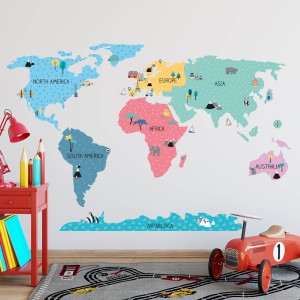 PASTELOWE LOVE - WALL STICKER COLORFUL MAP