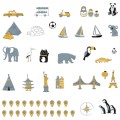 world map grey wall sticker for children