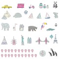 world map pink wall sticker children room decorations