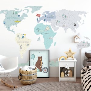 PASTELOWE LOVE - WALL STICKER MINT MAP
