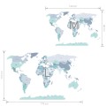 world political map blue wall sticker children size