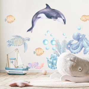 PASTELOWE LOVE - WALL STICKER OCEAN ANIMALS II