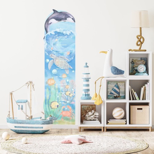 heigh measure underwater world wall sticker