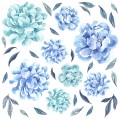 blue peonies wall stickers