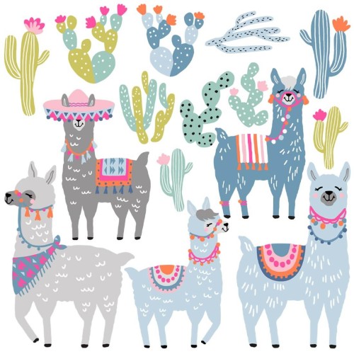wall stickers pastel llamas