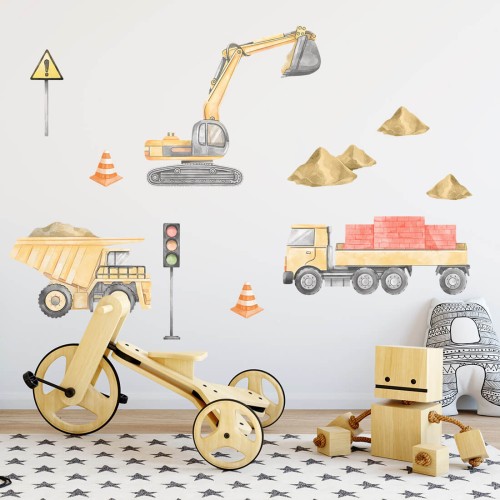construction set wall stickers yellow