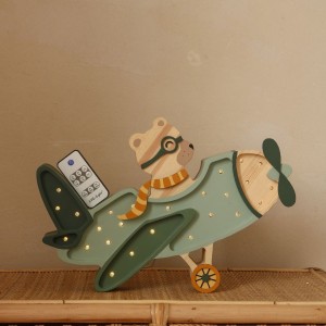 LAMPKA SAMOLOT VINTAGE PASTEL KHAKI BEAR - LITTLE LIGHTS 