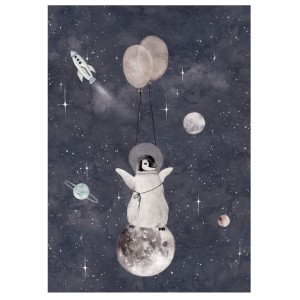 PLAKAT POLARNY KOSMOS PINGWIN GRANAT - DEKORILLO