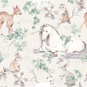 TAPETA DLA DZIEWCZYNKI UNICORN WITH FRIENDS - DEKORILLO 
