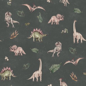 TAPETA DZIECIĘCA ŚWIAT DINOZAURÓW ZIELONA - DEKORILLO 