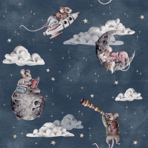 TAPETA DZIECIĘCA COSMIC LITTLE MOUSE SKY - DEKORILLO 