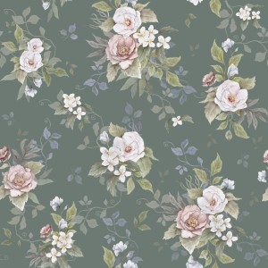 TAPETA DLA DZIEWCZYNKI ROMANTYCZNE PEONIE ZIELONA - DEKORILLO 