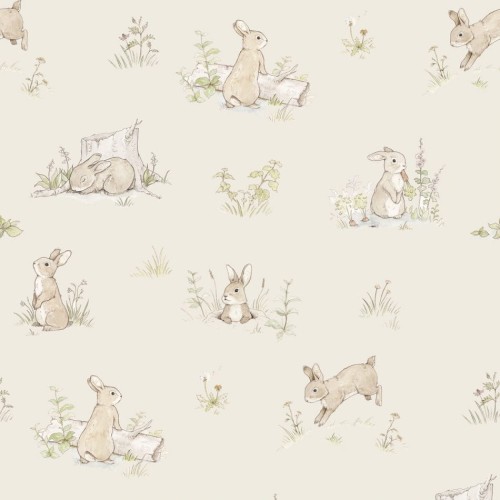 wallpaper rabbits beige