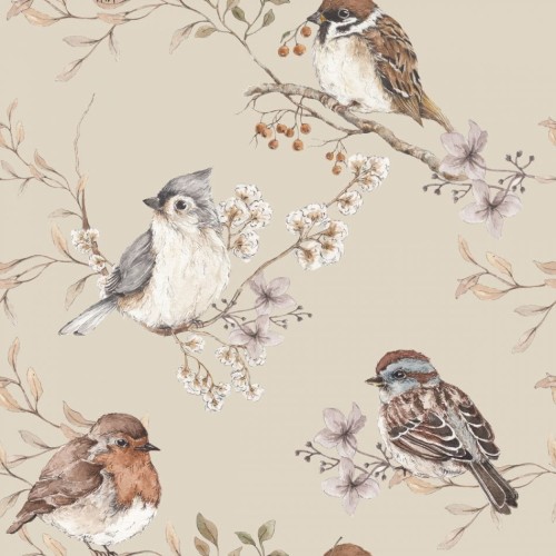 wallpaper birds beige