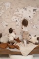 wallpaper with world map taupe