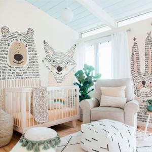 TAPETA DLA DZIECKA ZE ZWIERZĄTKAMI BEST BUDDIES WARM - MALUMI
