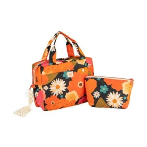 Zestaw kosmetyczek picnic with flowers black – Moi Mili