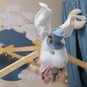 Dekoracja na ścianę do pokoju dziecka Królik lniany z krainy czarów śmietankowy – Love Me Decoration