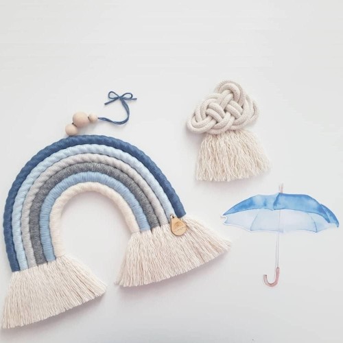 blue rainbow macrame for children's room