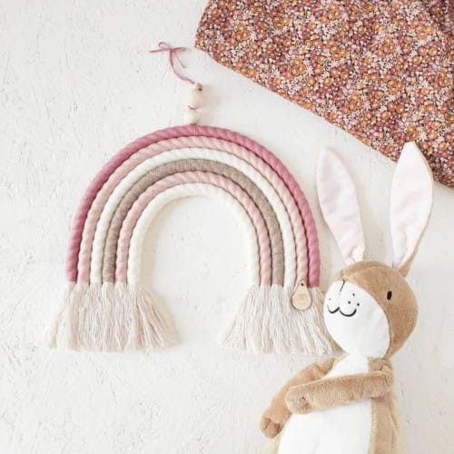 beige pink macrame rainbow