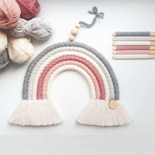 grey pink macrame rainbow