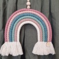 pink grey rainbow macrame