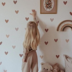 ZESTAW NAKLEJEK NA ŚCIANĘ SIMPLY HEARTS CAPPUCCINO PINK - DEKORNIK 