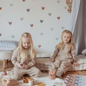 ZESTAW NAKLEJEK NA ŚCIANĘ SIMPLY HEARTS CAPPUCCINO BLUE - DEKORNIK 