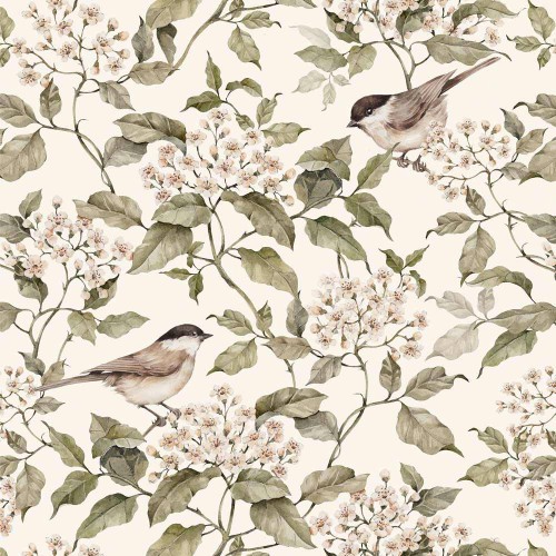 wallpaper with flowers and birds
