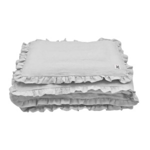 Pościel lniana z falbanką 140x200 cm stone gray - Bellamy