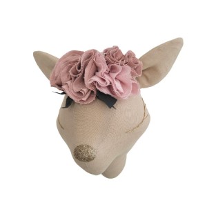 LOVE ME DECORATION - BEIGE LINEN DEER WITH FLOWERS