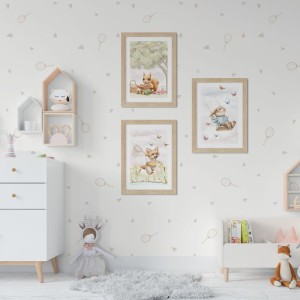 ZESTAW 3 PLAKATY ZWIERZĘTA LEŚNE - KRÓLIK/ LIS/  WIEWIÓRKA - YOKO DESIGN