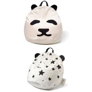 BINI - KIDS POUF PANDA BLACK WITH STARS