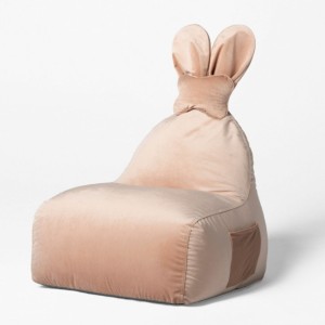 Pufa dla dziecka Królik z uszami Funny Bunny velvet blady róż - The Brooklyn Kids
