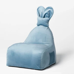 Pufa dla dziecka Królik z uszami Funny Bunny velvet niebieska - The Brooklyn Kids