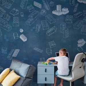 TAPETA DLA DZIECKA Z KLOCKAMI BLUE BLOCKS - MALUMI