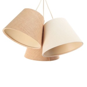 POTRÓJNA LAMPA WISZĄCA DZWONKI BOHO LEN JUTA