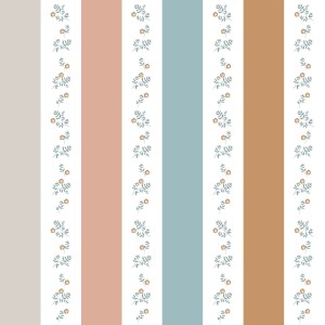 TAPETA PORTOFINO COLOUR STRIPES WITH FLOWERS - DEKORNIK
